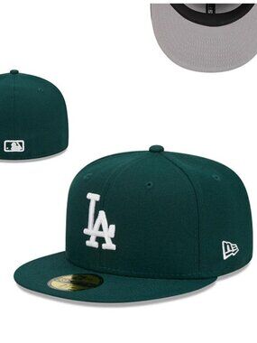 New Era LA Dodgers Fitted Hat in Forest Green with White Logo